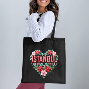 Istanbul Heart Floral Design Unique Patterned Trendy Tote Bags