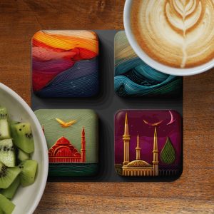 Diverse Landscape and Cityscape Inspired Art Four Piece Coasters