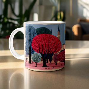 Istanbul Cityscape at Sunset Beautiful Art Print Mugs