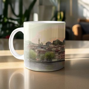 City View with Mosques Water and Boats Art Design Mugs