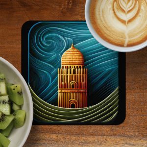 Tower in Waves Art Deco Style Home Decor Kitchen Drink Coasters