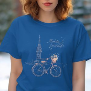 Istanbul Maiden Tower Bicycle And Flowers Design T-Shirts