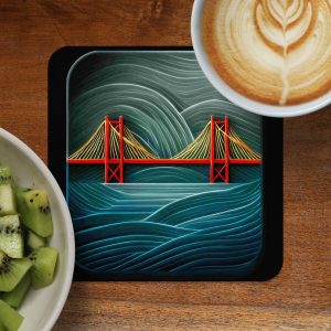 Golden Gate Bridge with Ocean Waves Decorative Art Coasters