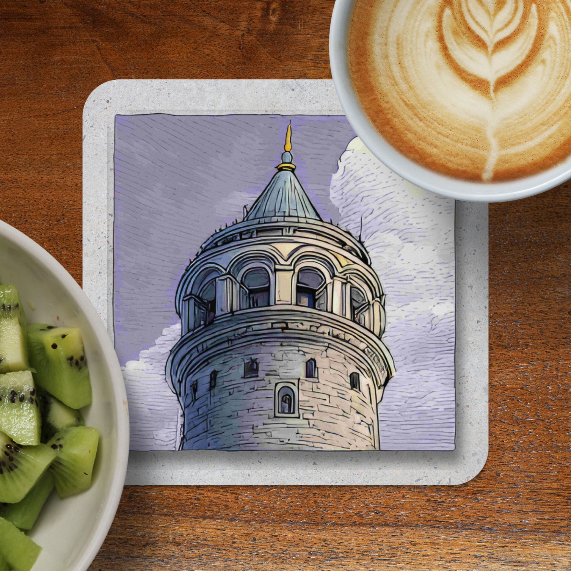 Galata Tower Istanbul Skyline Decorative Square Coasters