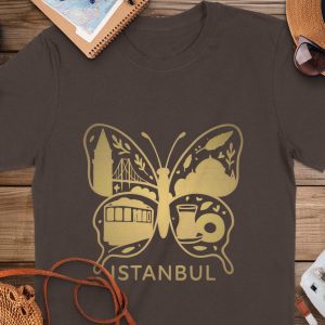 Istanbul Butterfly with City Landmark Souvenir Art T-Shirts