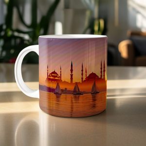 Istanbul Sunset Skyline over Sea Travel Photography Mugs