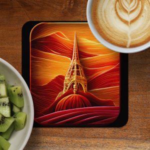 Eiffel Tower Paris France Abstract Golden Hues Coasters