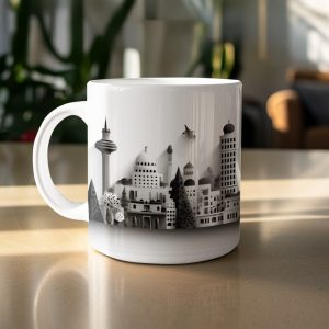 Black and White Panorama Skyline Abstract Cityscape Mugs