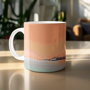 Istanbul Mosque Scene Over the Water Painting Style Mugs