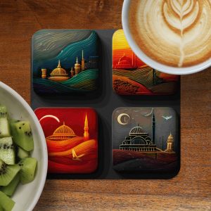 Mosque Art Square Coasters Set Of Four Home Decor Coasters