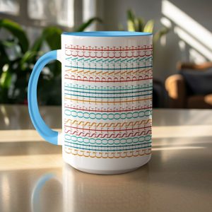 Colorful Alphabetical Stripes Pattern Themed Mugs