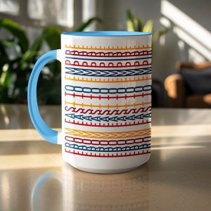 Colorful Border Pattern Geometric Abstract Style Design Mugs