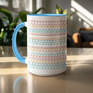 Horizontal Decorative Lines Tribal Art Colorful Mugs