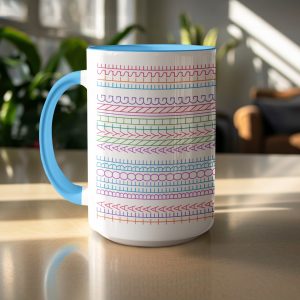 Ornamental Lines with Geometrical Shapes Art Pattern Mugs