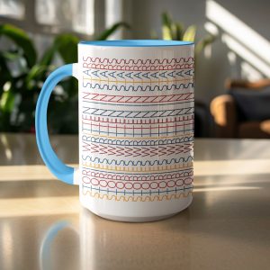 Colorful Pattern With Alphabets On White Abstract Mugs