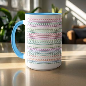Colorful Geometric Patterns and Motifs Design on Mugs