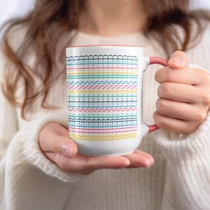 Striped Multi Color Abstract Geometric Art Design Mugs