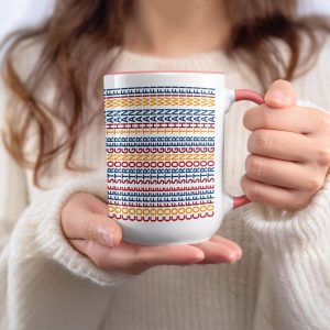 Coffee Stronger Than WiFi Repeating Text Pattern Mugs
