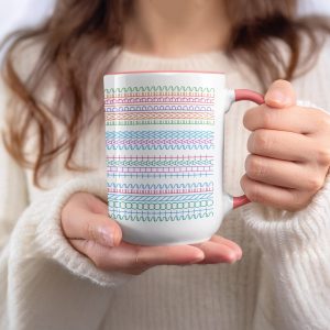 Colorful Geometric Horizontal Line Art Design Pattern Mugs