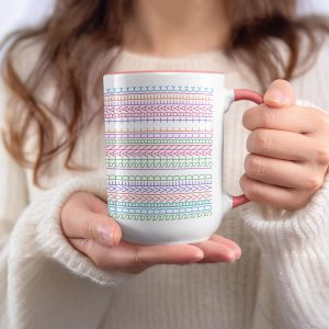 Line Art Pattern with Geometric Shapes Trendy Mugs