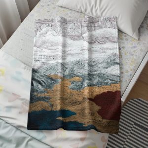 Landscape with Mountains Clouds And Geometric Pattern Blankets