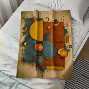 Abstract Geometric Design Warm Cool Tones Modern Art Blankets