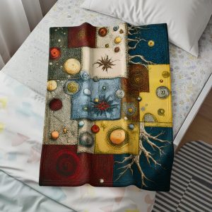 Abstract Patchwork Celestial Tree Art Décor Design Blankets