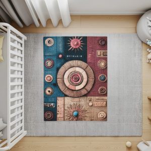 Circular Patterns in Blue and Rose Tones Artistic Blankets