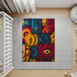 Vibrant Abstract Mosaic Design Decor Modern Colorful Blankets