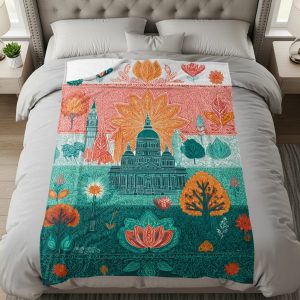 London and Floral Design Modern Decorative Printed Blankets