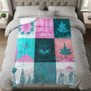 Artistic Sketch Collection City Life Patterned Blankets