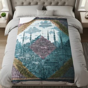 Istanbul Landscape Hand Drawn Sketch Artistic Blankets