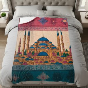 Istanbul Cityscape Pattern Artistic Design Cozy Blankets