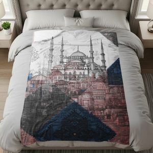 Cityscape Blue Mosque Art Print Style Abstract Blankets