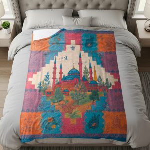 Mosque and Nature Abstract Art Pattern Decor Blankets