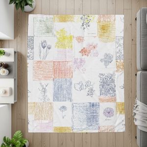 Floral Sketchbook Patchwork Squares Design Pattern Blankets
