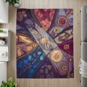 Abstract Art Purple Blue Spiral Motifs Home Accent Blankets