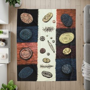 Botanical Shapes Abstract Drawing Decorative Art Print Blankets