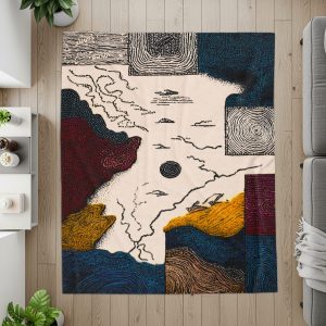 Artistic Dotted Land Map Design Home Decorative Blankets