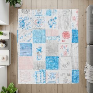 Sketched Floral Patchwork Design Home Decor Collection Blankets
