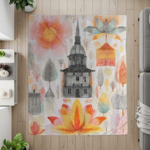 Floral Architecture Design Elegant Illustrated Art Blankets