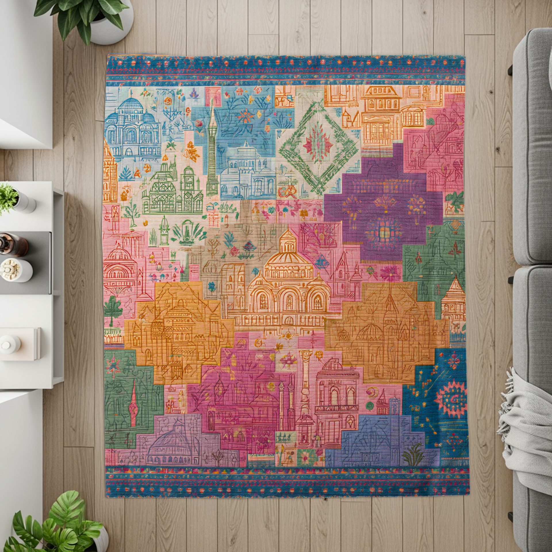 Abstract Architecture Inspired City Design Decorative Blankets - Image 2