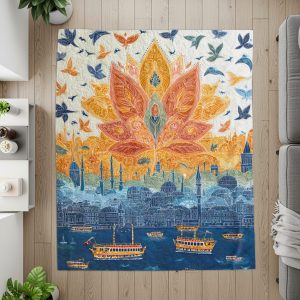 Artistic Illustration Design with Cityscape Image Blankets