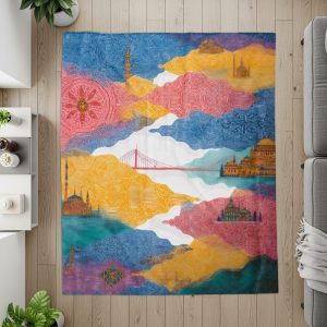 Istanbul Cityscape Colorful Art Illustration Dreamscapes Blankets