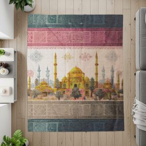Islamic Mosque with Border Pattern Design Premium Blankets