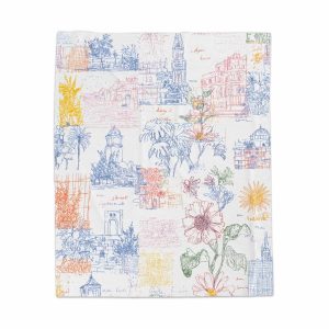 Artistic Floral Architectural Illustration Print Blankets