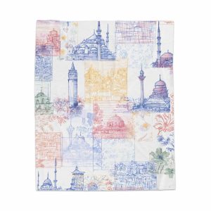 Architectural Sketch Pattern Mosaic Graphic Art Style Blankets