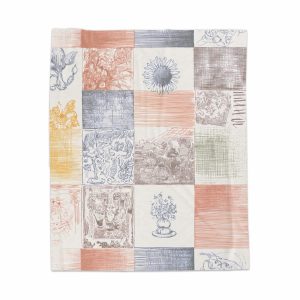 Floral Patchwork Patterned Sketch Aesthetic Design Blankets