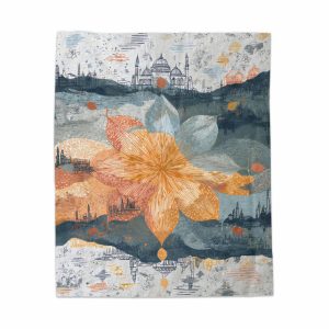 Dreamy Architectural Landscape with Floral Art Design Blankets
