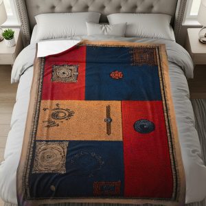 Patchwork Tribal Design Accent With Tassels Premium Blankets